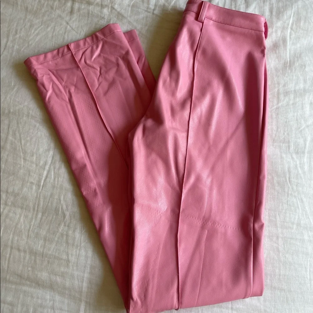 Frankies Bikinis Pink Caroline Kennedy Vegan Leather Pants - Picture 6 of 10